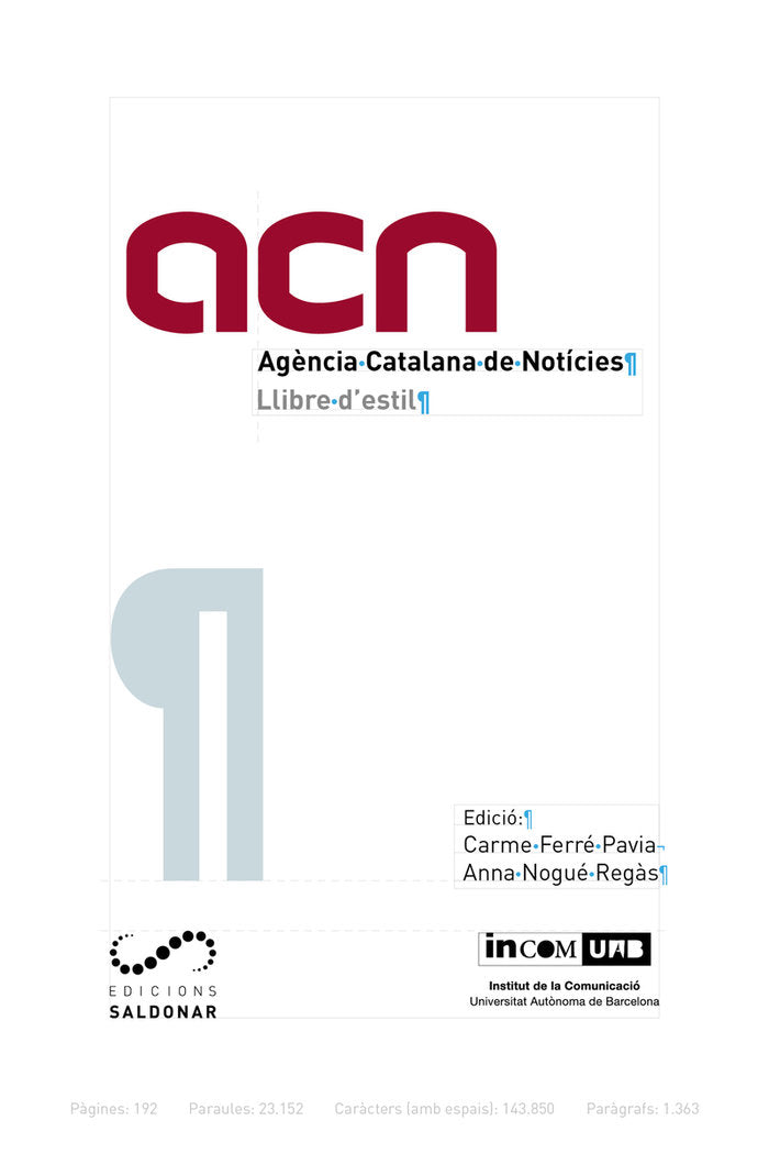 Llibre d'estil de l'ACN, de Ferré Pavia, Carme | portada del libro