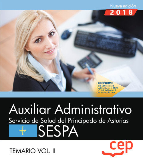 Auxiliar Administrativo del Servicio de Salud del Principado de Asturias (SESPA). Temario Vol.II, de CEP, Editorial | portada