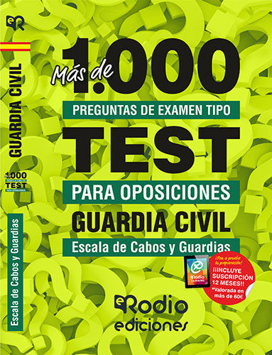 Guardia Civil. Escala de Cabos y Guardias. Más de 1.000 preguntas de examen tipo test., de Varios autores | portada del libro