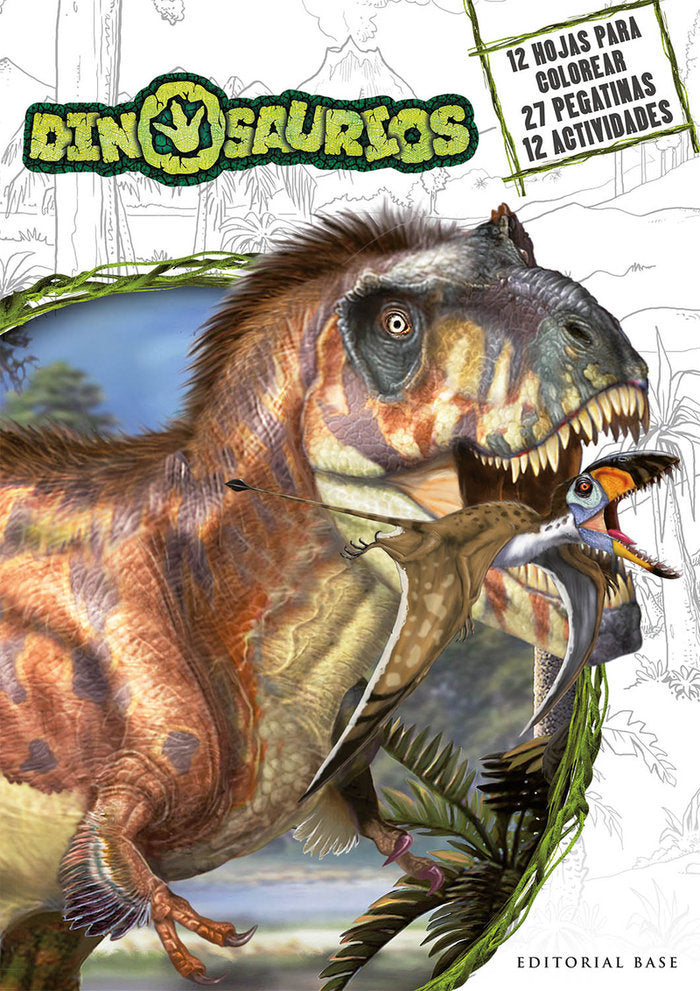 Dinosaurios - Actividades para colorear con pegatinas | portada del libro