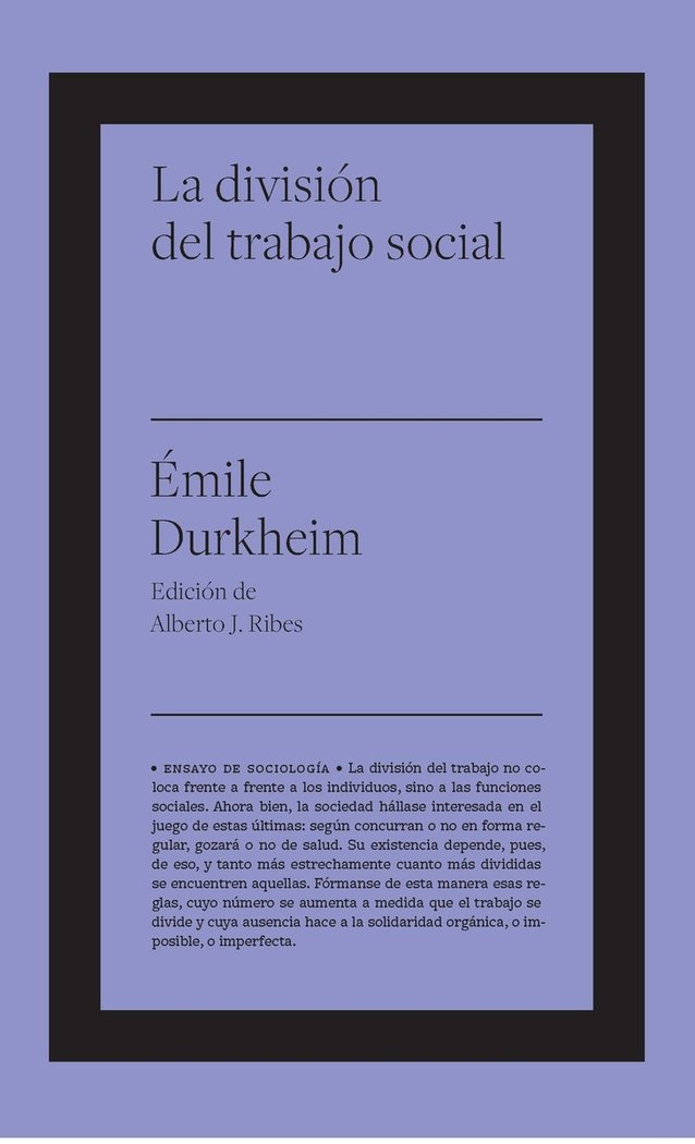 La división del trabajo social, de Durkheim, Émile | portada del libro