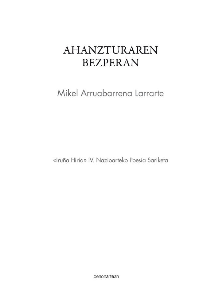 Ahanzturaren bezperan, de Arruabarena Larrarte | portada del libro