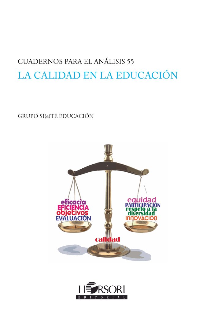 La calidad en la educación, de SI(e)TE, GRUPO | portada del libro