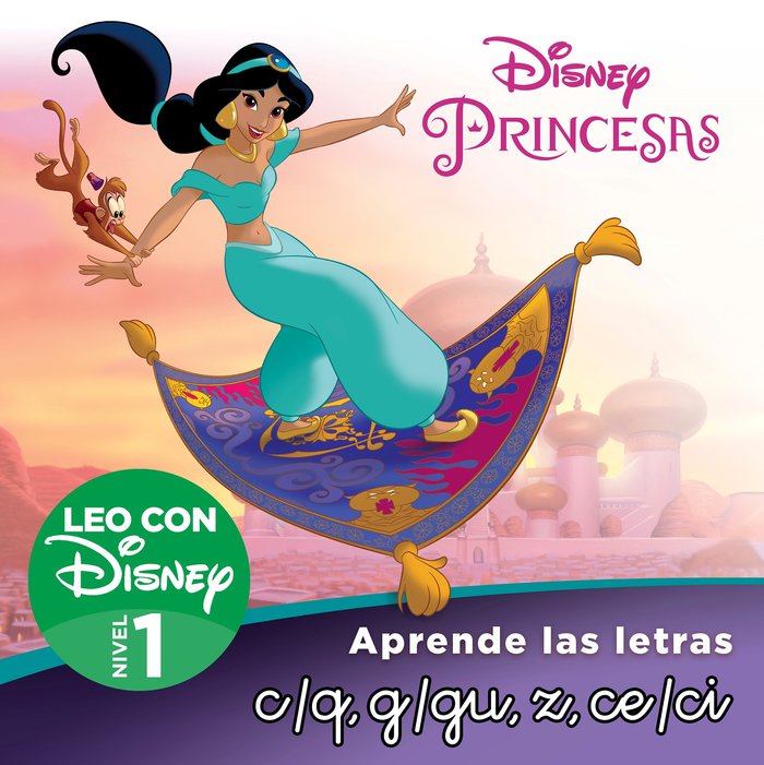 Princesas Disney. Leo con Disney (Nivel 1). Aprende las letras: c/q, g/gu, z, ce/ci (Disney. Lectoes, de DISNEY | portada del