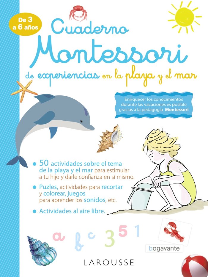 Cuaderno Montessori de experiencias en la playa y el mar, de Larousse Editorial | portada del libro