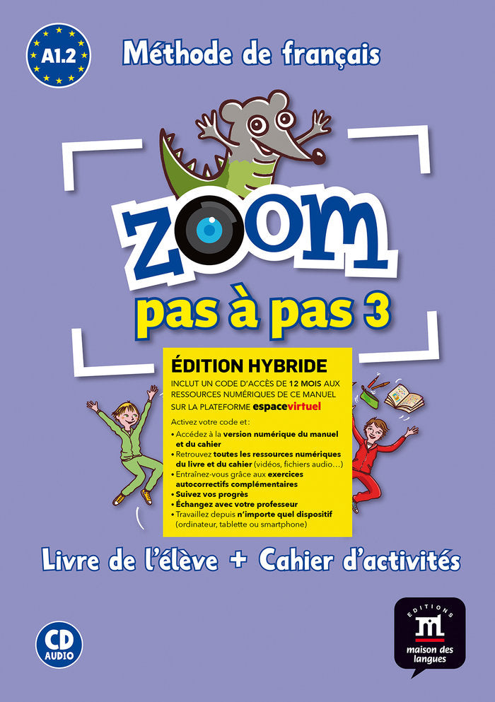 ZOOM PAS A PAS 3 ED. HYBRIDE LIVRE + CAHIER + CD, de MOULIERE, JEAN-FRANÇOIS | portada del libro