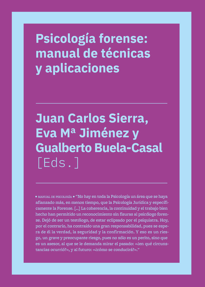 PSICOLOGIA FORENSE, de AA.VV. | portada del libro