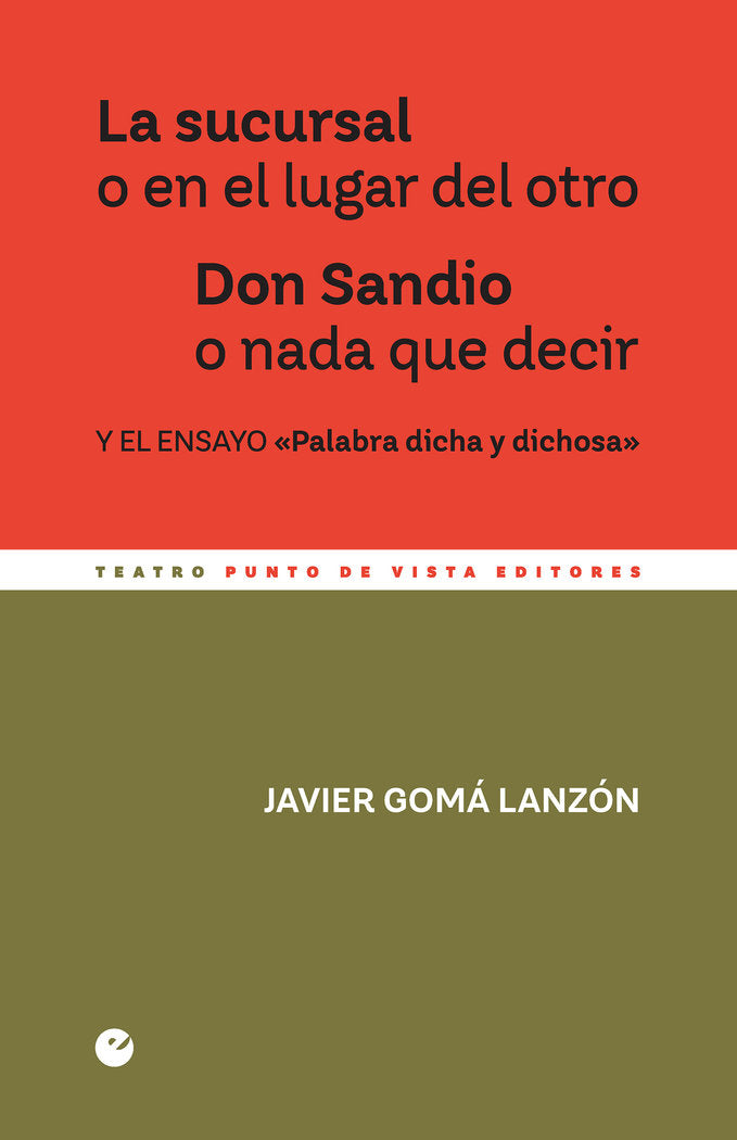 La sucursal o en el lugar del otro. Don Sandio o nada que decir, de Gomá Lanzón, Javier | portada del libro