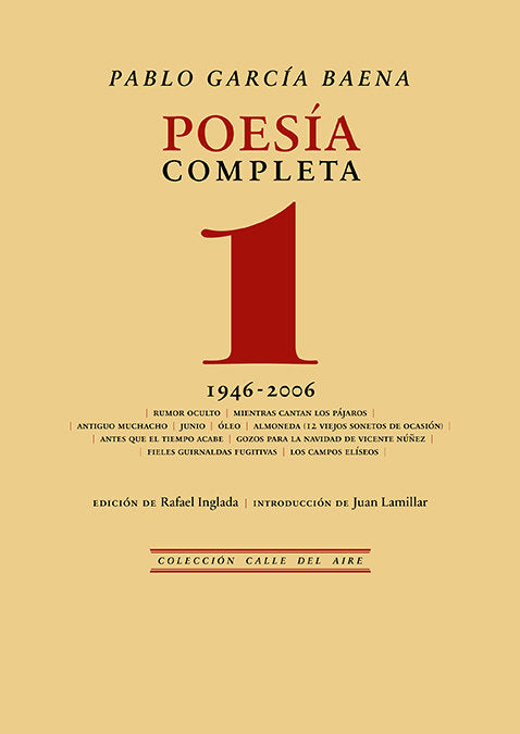 POESIA COMPLETA, 1, de GARCIA BAENA, PABLO | portada del libro