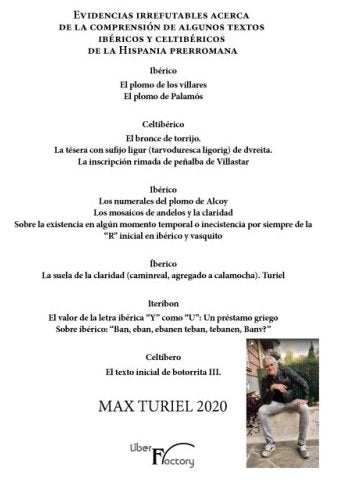 Evidencias irrefutables acerca de la comprensión de algunos textos ibéricos y celtibéricos de la His, de Turiel, Max | portad