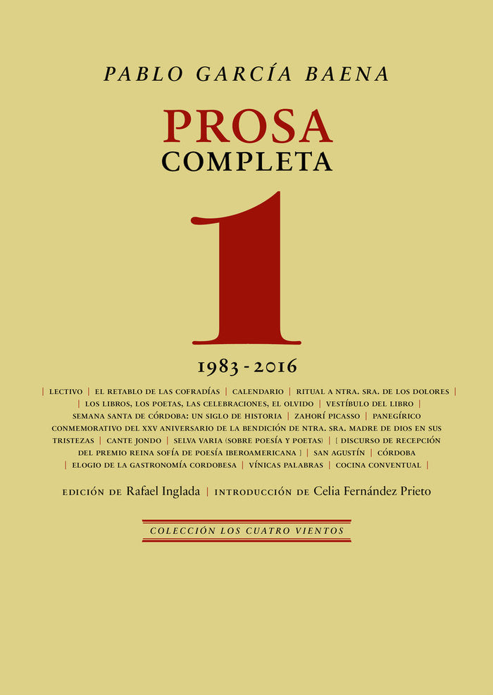 PROSA COMPLETA, 1, de GARCIA BAENA, PABLO | portada del libro