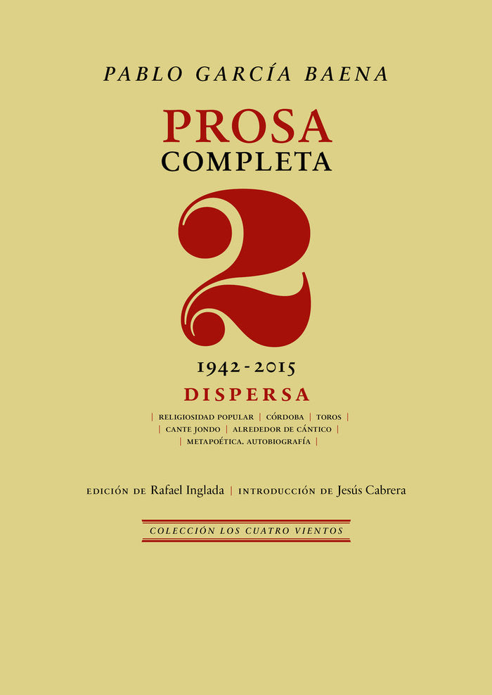 PROSA COMPLETA, 2, de GARCIA BAENA, PABLO | portada del libro