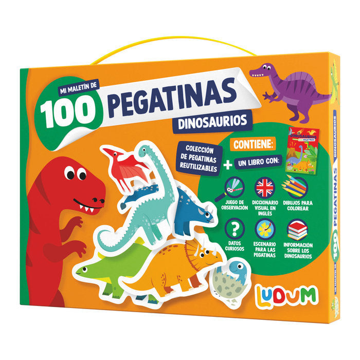 MALETIN 100 PEGATINAS - DINOSAURIOS, de IMAGILAND | portada del libro