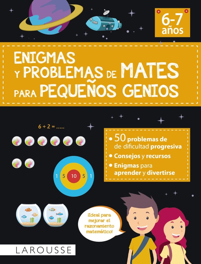 ENIGMAS Y PROBLEMAS DE MATES PARA PEQUEÑOS GENIOS (6-7 AÑOS), de URVOY, DELPHINE | portada del libro