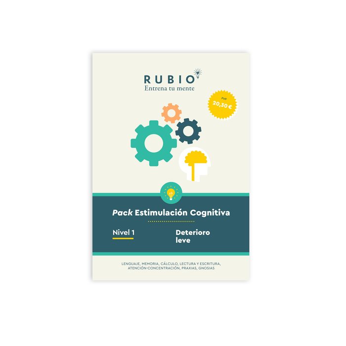 PACK RUBIO ESTIMULACION COGNITIVA NIVEL 1 (7 CUADERNOS) | portada del libro