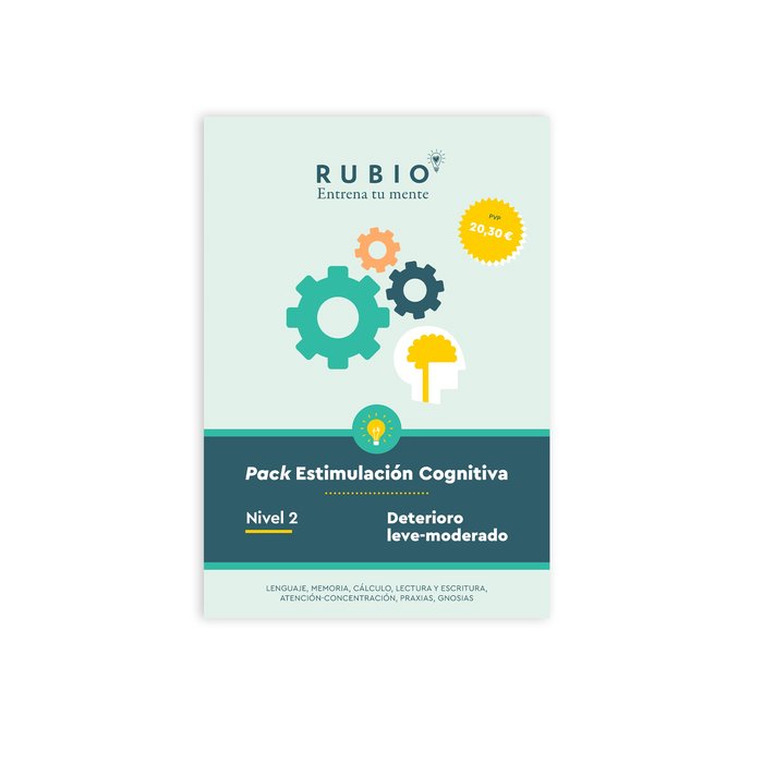 PACK RUBIO ESTIMULACION COGNITIVA NIVEL 2 (7 CUADERNOS) | portada del libro