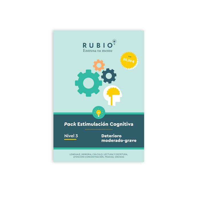 PACK RUBIO ESTIMULACION COGNITIVA NIVEL 3 (7 CUADERNOS) | portada del libro