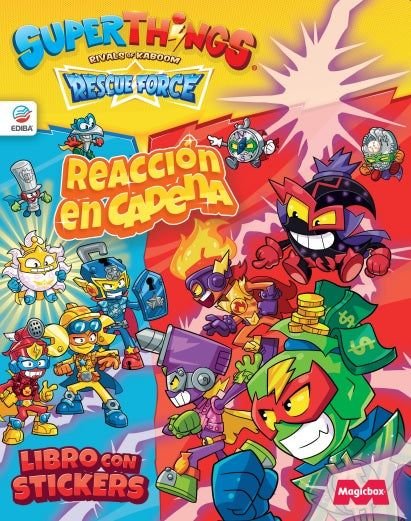 LIBRO DE STICKERS SUPERTHINGS RESCUE FORCE - ESPAÑA. REACCIO | portada del libro
