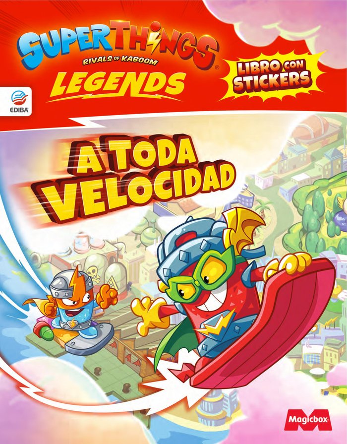 LIBRO DE STICKERS SUPERTHINGS LEGENDS A TODA VELOCIDAD | portada del libro