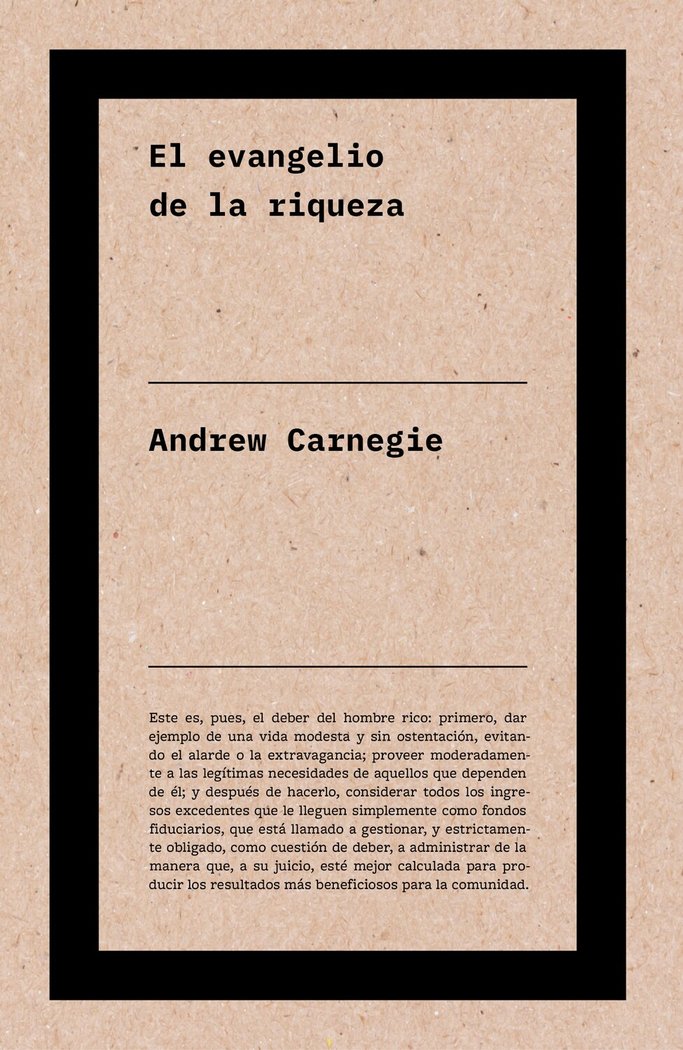 EL EVANGELIO DE LA RIQUEZA, de CARNEGIE, ANDREW | portada del libro
