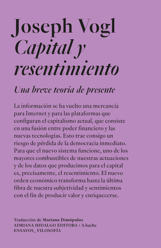 CAPITAL Y RESENTIMIENTO, de VOGL, JOSEPH | portada del libro