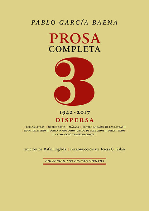PROSA COMPLETA, 3, de GARCIA BAENA, PABLO | portada del libro