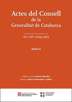 Actes del Consell de la Generalitat de Catalunya. Volum II | portada del libro