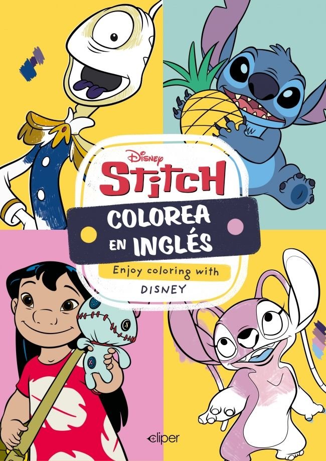 APRENDE Y COLOREA EN INGLES CON STITCH, de DISNEY | portada del libro
