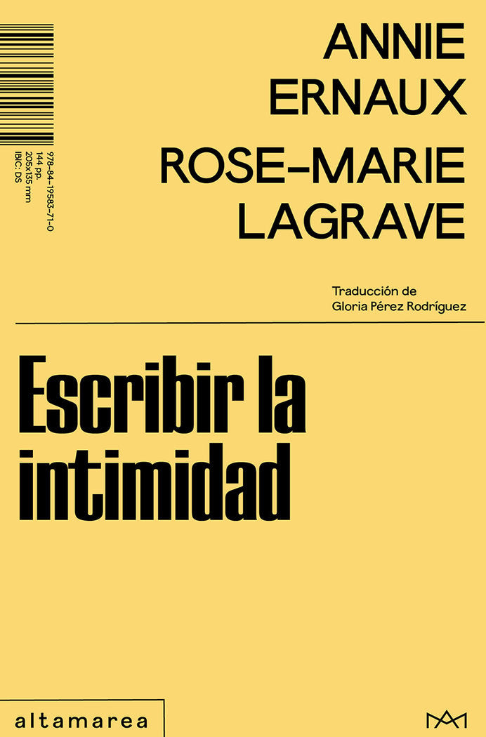 ESCRIBIR LA INTIMIDAD, de ERNAUX, ANNIE | portada del libro