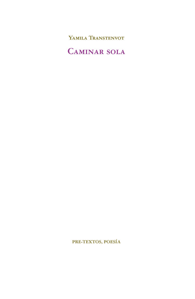 CAMINAR SOLA, de TRANSTENVOT | portada del libro