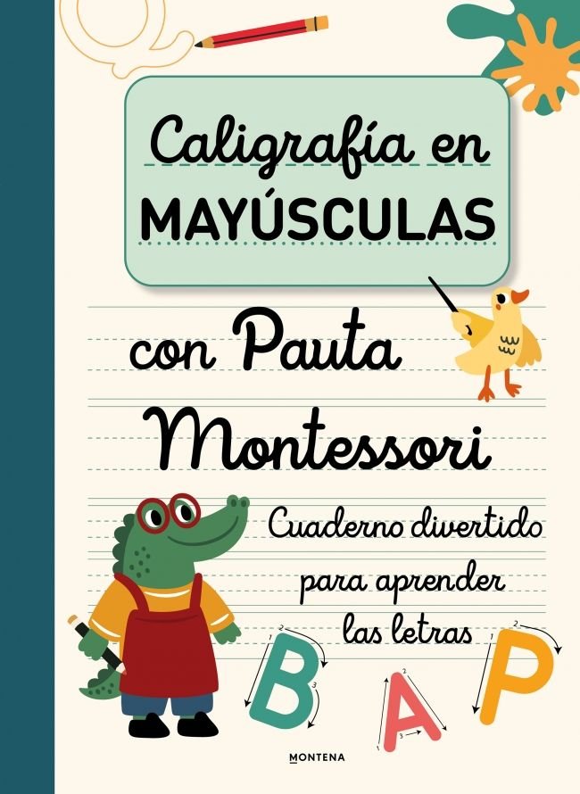 CALIGRAFIA EN MAYUSCULAS CON PAUTA MONTESSORI | portada del libro