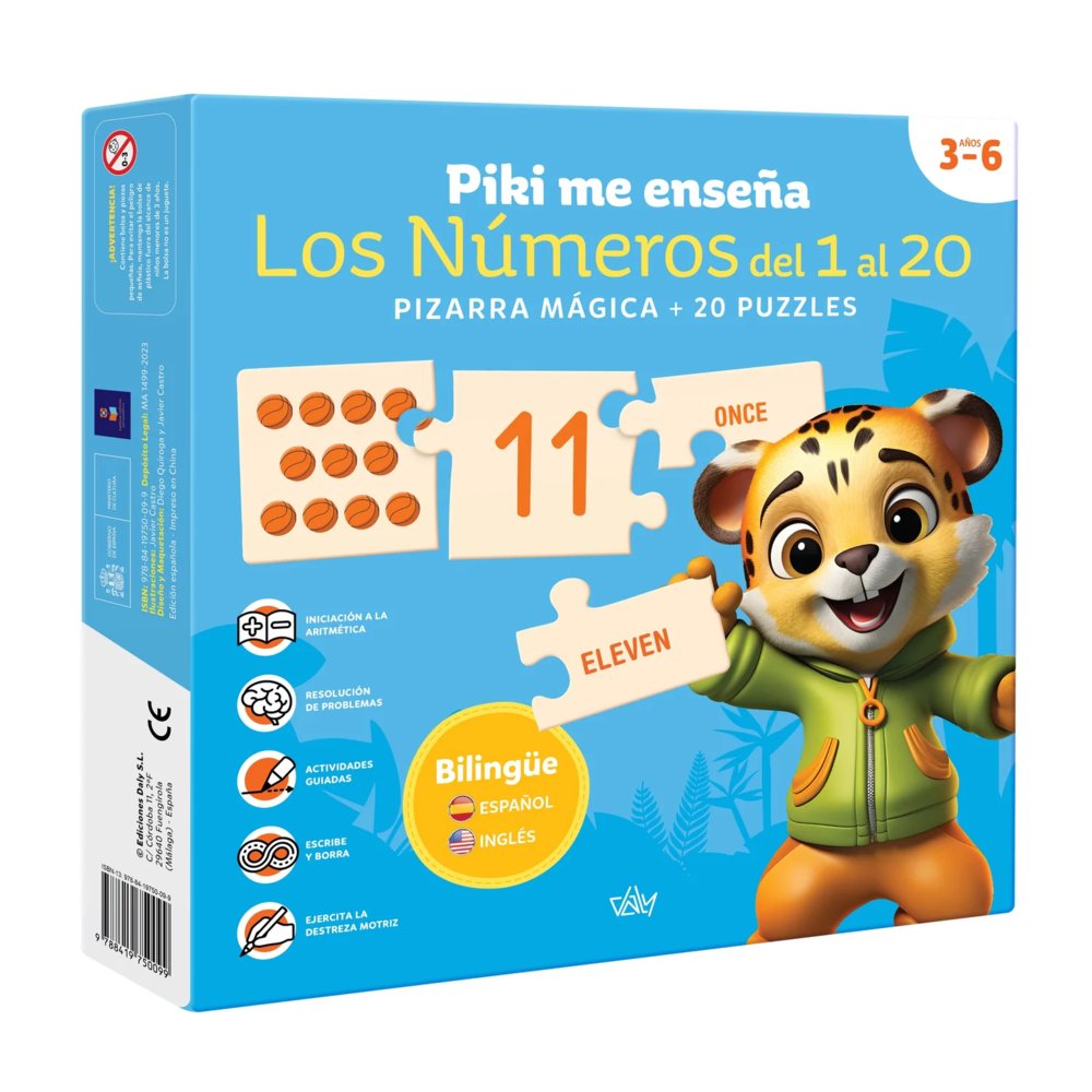 PIKI ME ENSEÑA LOS NUMEROS DEL 1 AL 20, de Daly, Ediciones | portada del libro