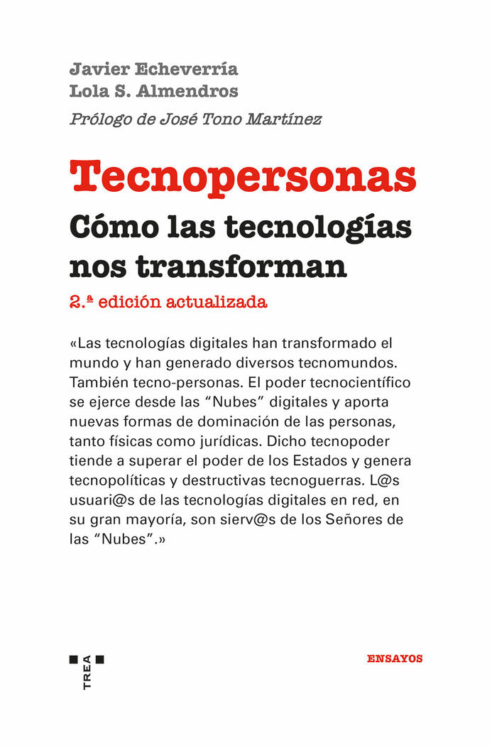 TECNOPERSONAS, de Echeverría Ezponda, Javier | portada del libro