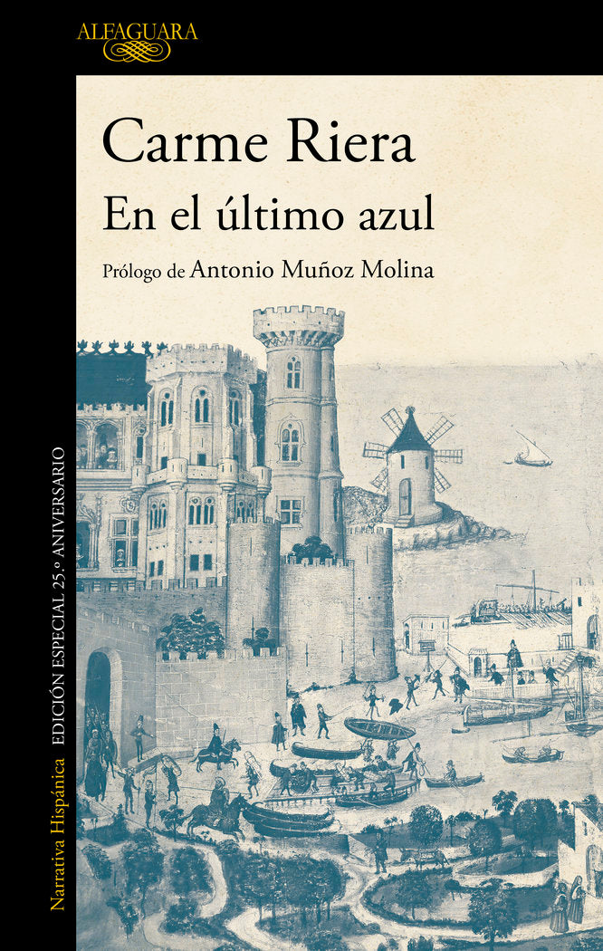 En el último azul (edición conmemorativa por el 25º aniversario de la publicación), de Riera, Carme | portada del libro