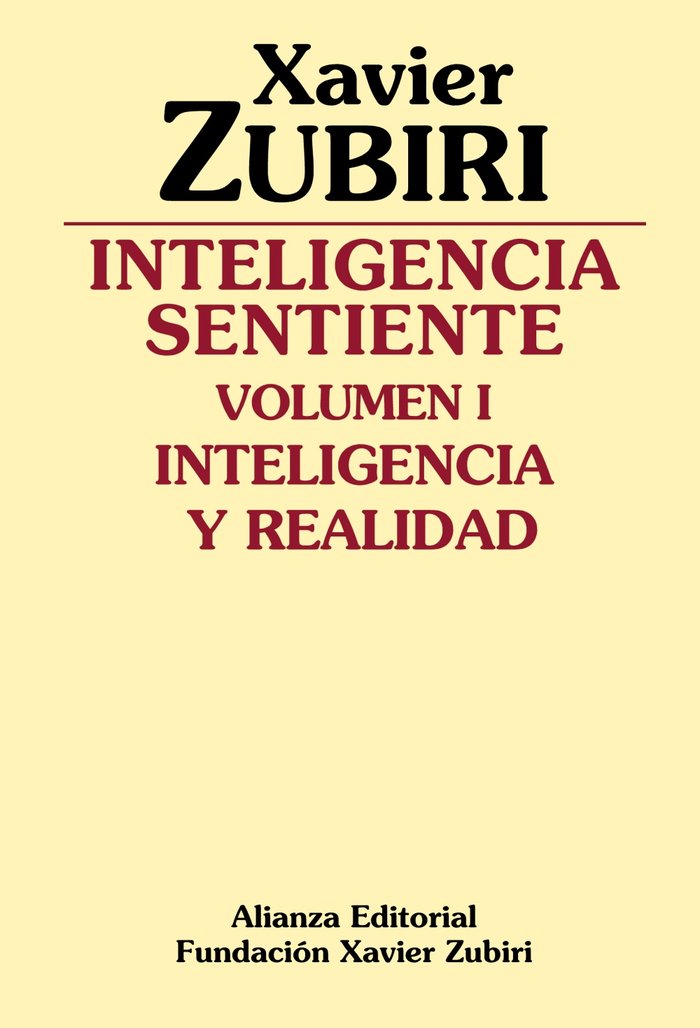 Inteligencia sentiente, de Zubiri Apalategui, Xavier | portada del libro