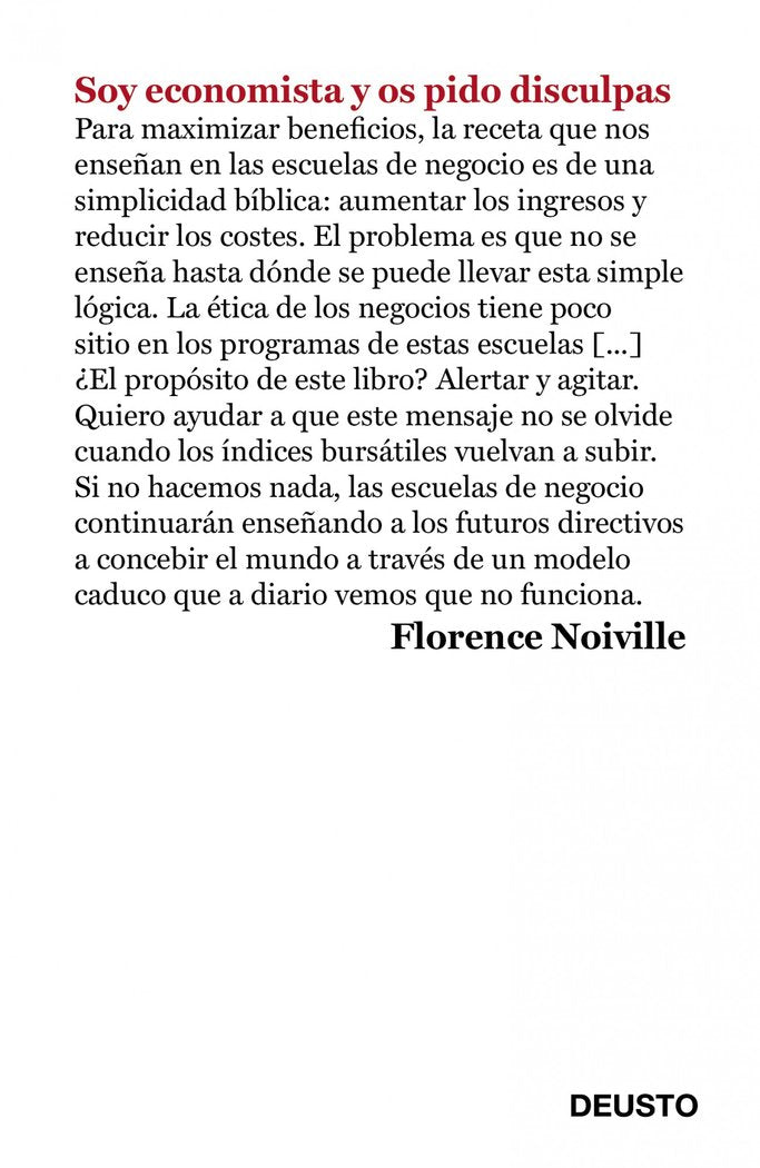 Soy economista y os pido disculpas, de Noiville | portada del libro