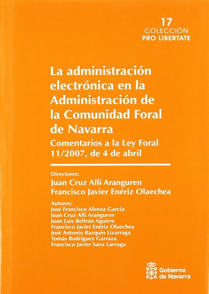 La administración electrónica en la Administración de la Comunidad Foral de Navarra, de Alenza García | portada del libro