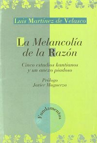 La melancolía de la razón, de Martínez de Velasco | portada del libro