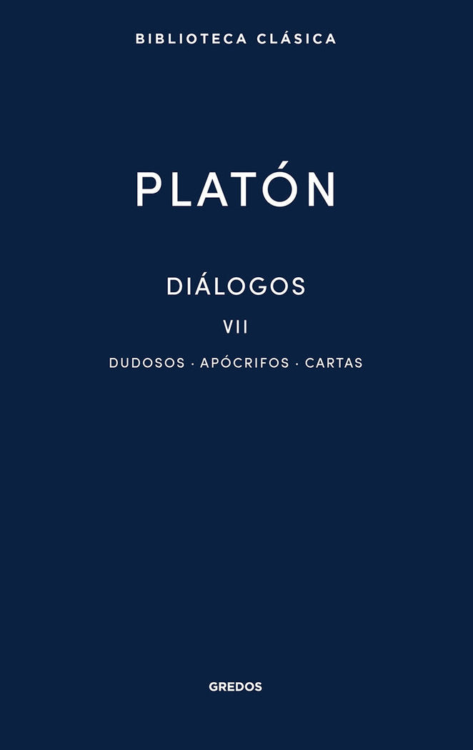 DIÁLOGOS DUDOSOS, CARTAS Y DIÁLOGOS APÓCRIFOS, de PLATON | portada del libro