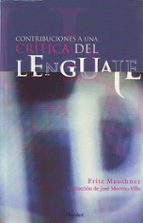 CONTRIBUCIONES A UNA CRITICA DEL LENGUAJE, de Fritz Mauthner | portada del libro