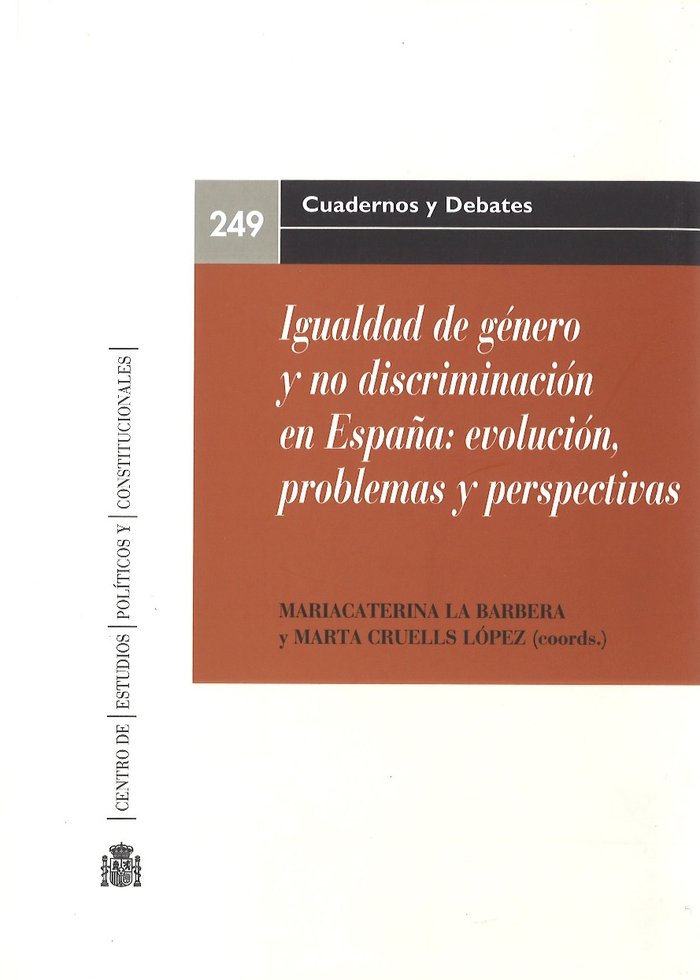 Igualdad de género y no discriminación en España: evolución problemas y perspectivas, de Varios autores | portada del libro