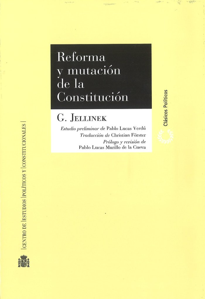 Reforma y mutación de la Constitución, de Jellinek, Georg | portada del libro