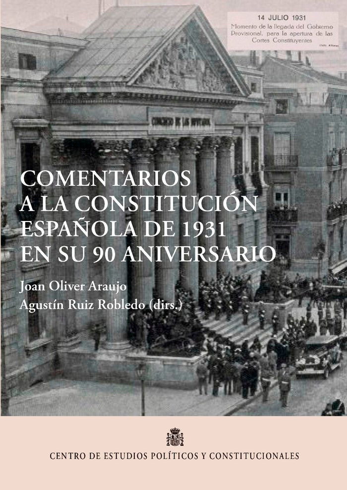 COMENTARIOS A LA CONSTITUCION ESPAÑOLA DE 1931 EN SU 90 ANIVERSARIO | portada del libro