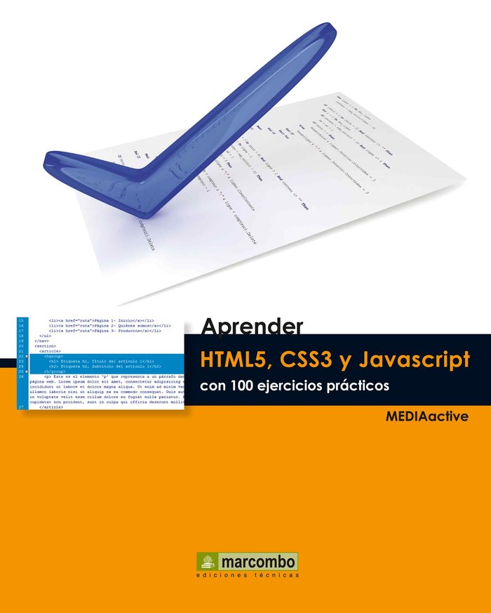 Aprender HTML5, CSS3 y JAVASCRIPTcon 100 ejercicios, de , MediaActive | portada del libro