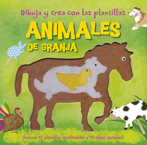 Dibuja y crea con las plantillas Animales de granja, de Hambleton, Laura | portada del libro