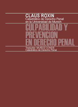 Culpabilidad y prevención en Derecho penal, de Roxin | portada del libro