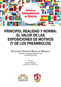 Principio, realidad y norma: el valor de las exposiciones de motivos, de Cerdeira Bravo de Mansilla, Guillermo | portada del 