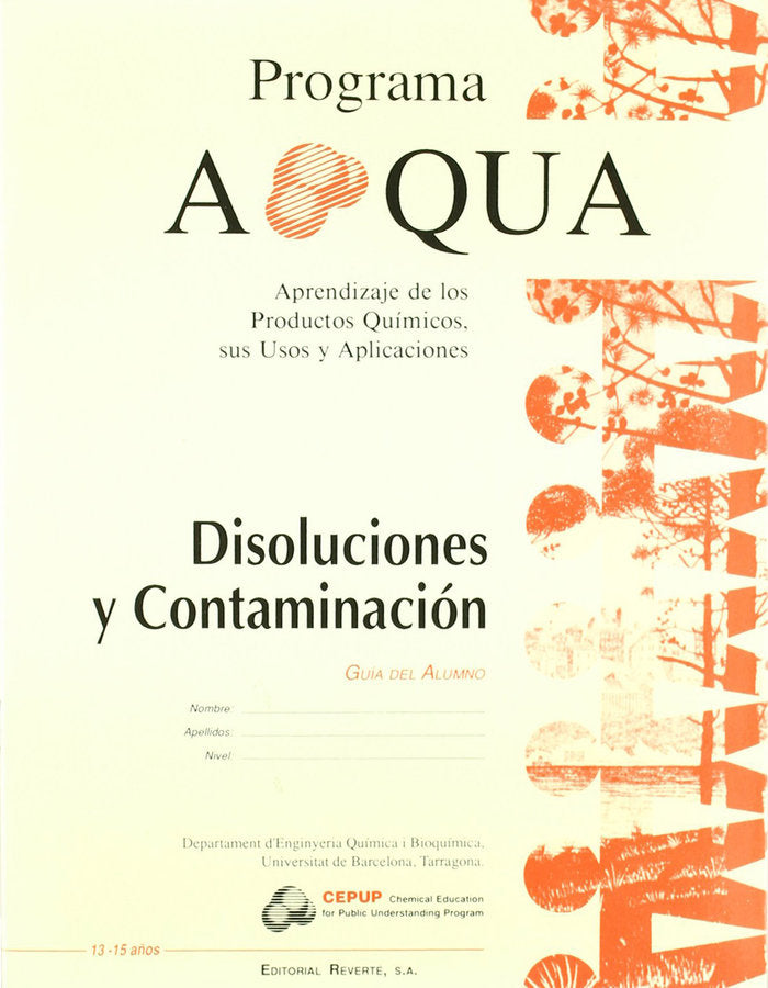 Disoluciones y contaminación g/a, de APQUA | portada del libro