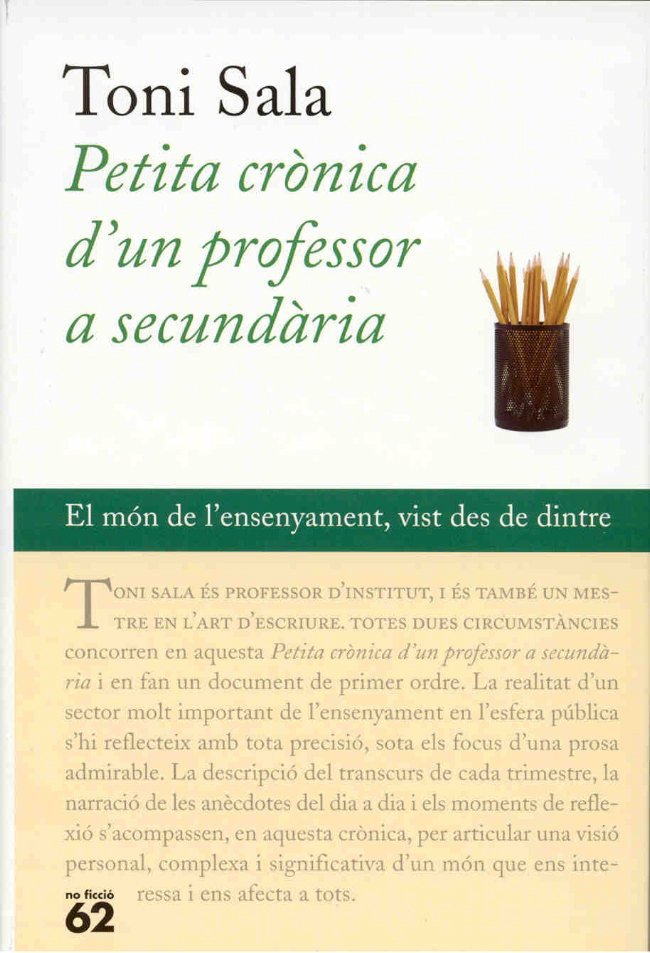 Petita crònica d'un professor a secundària, de Sala | portada del libro