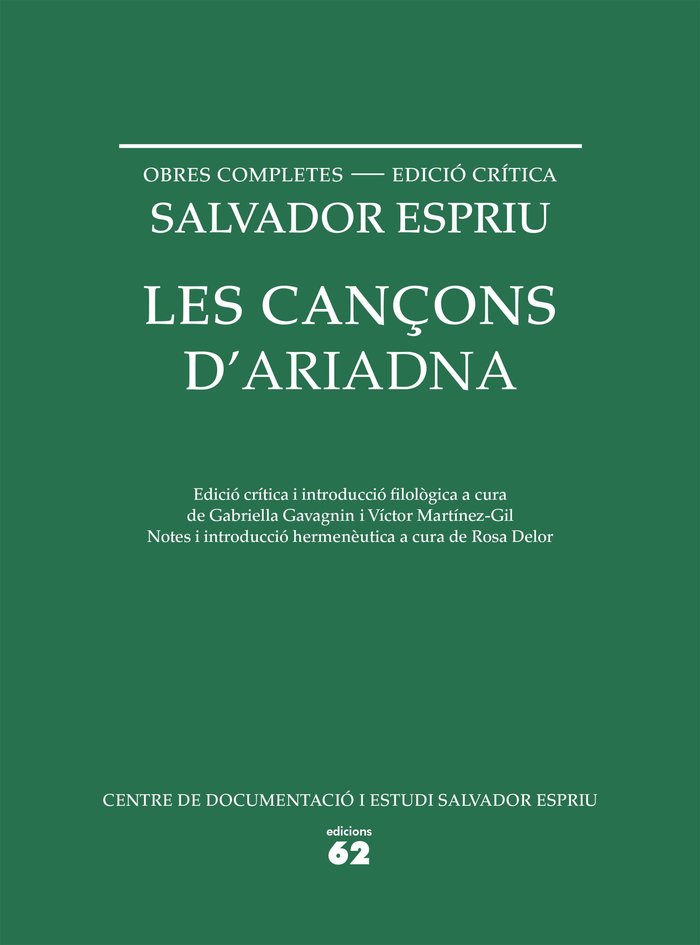 Les cançons d'Ariadna, de Espriu, Salvador | portada del libro